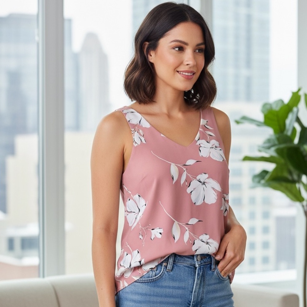 RW&Co Sleeveless Women’s Floral Pink Layering Tank Top Size XXS